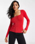 Фото #4 товара ASOS DESIGN jumper with cut out ruched back detail in red