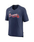 Men's Navy Atlanta Braves Authentic Collection Pregame Raglan Performance V-Neck T-shirt