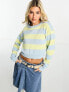 Noisy May cropped jumper in blue and yellow stripe