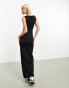 Фото #4 товара Weekday Annie boatneck maxi dress with side split in black