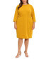 ფოტო #1 პროდუქტის Plus Size 3/4-Sleeve Tab-Waist Sheath Dress