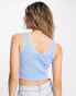 Daisy Street 90s crop vest with lace trim and rose detail in blue