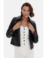 ფოტო #2 პროდუქტის Women's Genuine Leather Quilted Bomber Jacket, Black