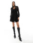 Фото #4 товара New Look puff sleeve lace mini dress in black