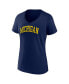 Women's Navy Michigan Wolverines Basic Arch V-Neck T-shirt