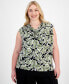 Plus Size Printed Knit Cowlneck Top Anne Black/Bay Leaf, 2X - фото #1