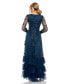 Women's Mesh Long Sleeve V Neck Tiered A Line Gown