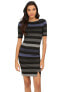 Фото #2 товара Three Dots 237997 Womens Aviva Striped Sheath Dress Black Combo Size Small