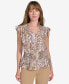 ფოტო #1 პროდუქტის Women's Paisley-Print Smocked Peplum Blouse