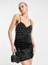 Фото #1 товара Miss Selfridge Premium embellished tassel mini dress in black