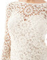 NA-KD crochet maxi dress with scoop back in light beige