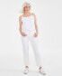 Фото #1 товара Petite Bright White Mid-Rise Girlfriend Jeans, Created for Macy's