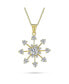 Фото #1 товара Bling Jewelry fashion Cubic Zirconia Christmas CZ Holiday Party Snowflake Pendant Necklace For Women For Teen 14K Gold Plated Brass