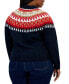 ფოტო #2 პროდუქტის Plus Size Half Snowflake Raglan Sweater