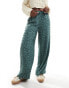 Фото #1 товара Vero Moda wide leg tie waist trousers with textured applique in green