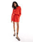 ASOS DESIGN pull on short with linen in red Красный, 34 - фото #2