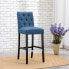 29" Upholstered Linen Fabric Tufted Bar Stool Chair