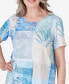 Фото #4 товара Women's Hyannisport Patchwork Leaf Lace Detail Short Sleeve T-shirt