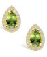 ფოტო #3 პროდუქტის Peridot (1-7/8 ct. t.w.) and Diamond (1/3 ct. t.w.) Halo Stud Earrings in 14K Yellow Gold