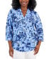 Plus Size Floral-Print Front-Pleat Top, Created for Macy's