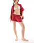 Motel smith oversized beach shirt co-ord in red Красный, L - EU42 - фото #3