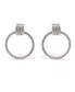 Suzy Levian Sterling Silver Cubic Zirconia Pave Modern Open Circle Drop Hoop Earrings