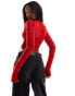 Missyempire mesh cardigan in red