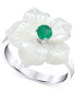 ფოტო #1 პროდუქტის Mother-of-Pearl (18mm) & Emerald (1/3 ct. t.w.) Flower Statement Ring in Sterling Silver