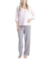 ფოტო #7 პროდუქტის Women's 3/4 Sleeve Top & Boot-Cut Pajama Pants Set