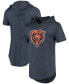 ფოტო #1 პროდუქტის Men's Navy Chicago Bears Primary Logo Tri-Blend Hoodie T-shirt