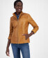 ფოტო #3 პროდუქტის Womens Petite Leather Coat