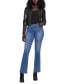 ფოტო #5 პროდუქტის Women's Collared Faux-Leather Bomber Coat