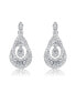 Фото #2 товара Sterling Silver White Gold Plated Clear Round Cubic Zirconia Double Pear Drop Earrings
