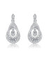 ფოტო #2 პროდუქტის Sterling Silver White Gold Plated Clear Round Cubic Zirconia Double Pear Drop Earrings