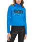 Фото #1 товара Women's Faux-Leather-Logo Turtleneck Sweater