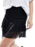 Фото #7 товара Mango mixed hem mini skirt in black