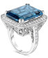 ფოტო #3 პროდუქტის London Blue Topaz (24 ct. t.w.) & Diamond (7/8 ct. t.w.) Halo Statement Ring in 14k White Gold