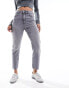 JDY high waisted straight cropped jeans in light grey