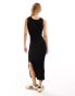 Mango sleeveless midi jersey dress in black