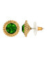 ფოტო #1 პროდუქტის Women's 14K Gold-tone Green Round Button Stud Earrings