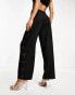 ASOS DESIGN co-ord lace insert trousers in black