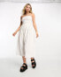 Фото #4 товара COLLUSION shirred bodice maxi summer smock dress in white