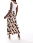 Wednesday's Girl bloom floral bias cut midaxi skirt in brown