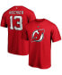 ფოტო #1 პროდუქტის Men's Nico Hischier Red New Jersey Devils Team Authentic Stack Name and Number T-shirt