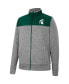 Men's Gray, Green Michigan State Spartans Putter Herringbone Full-Zip Jacket