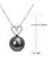 ფოტო #4 პროდუქტის Black Cultured Tahitian Pearl (9-1/2mm) & Diamond (1/20 ct. t.w.) Heart 17" Pendant Necklace in 10k White Gold