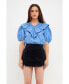 ფოტო #3 პროდუქტის Women's Smocked Ruffled Puff Sleeve Top