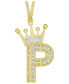 ფოტო #6 პროდუქტის Men's Diamond (3/8 ct.t.w.) Crowned Initial Pendant in 10k Yellow Gold