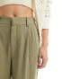 Фото #2 товара ASOS DESIGN Tall wide leg dad trouser with linen in olive