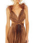 Фото #5 товара Women's Ieena Pleated Feather Cap Sleeve Open Back Gown